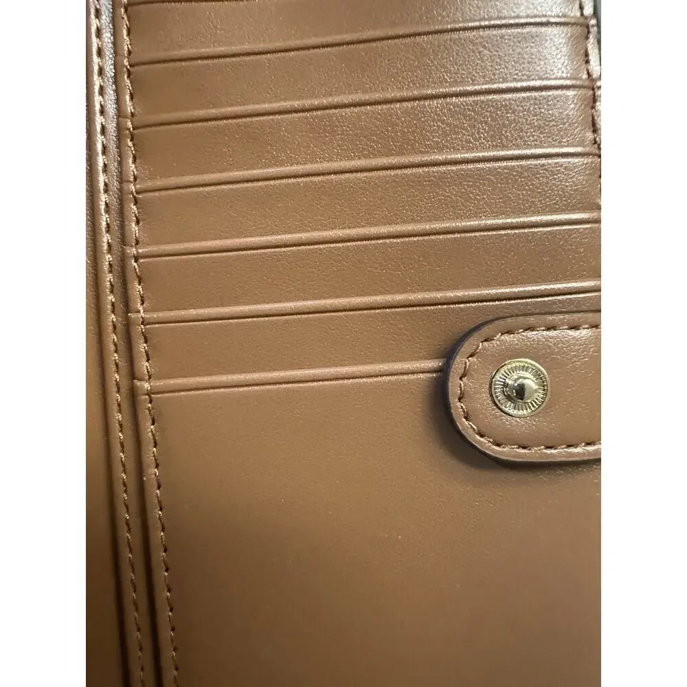 Michael Kors Signature Logo & Acorn Leather Flap Bifold Wallet Brown NWT